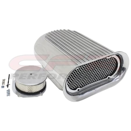 Cfr Performance CFR HZ-8002-3-PBK Single 4 Barrel Scoop, Hilborn Style, Finned - Black HZ-8002-3-POL